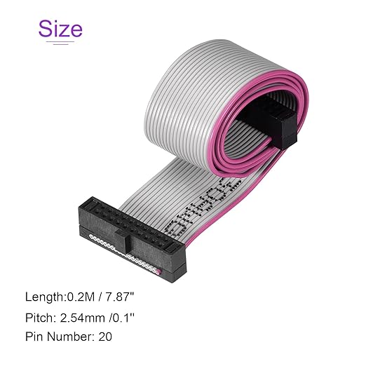 EI 20 Pin FRC Cable With Female To Female 1.27mm Pitch Connector 6″ Long – 1 Piece - Image 3