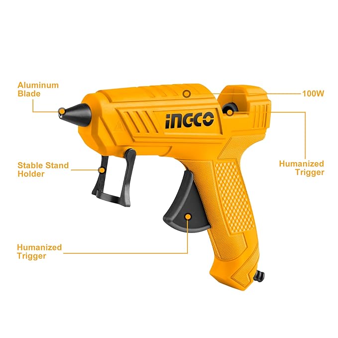Ingco GG148 Hot Glue Gun, 20W(100W) With 2Pcs Glue Sticks - Image 2