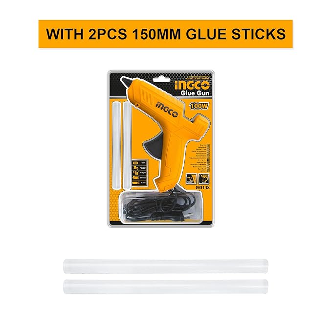 Ingco GG148 Hot Glue Gun, 20W(100W) With 2Pcs Glue Sticks - Image 6