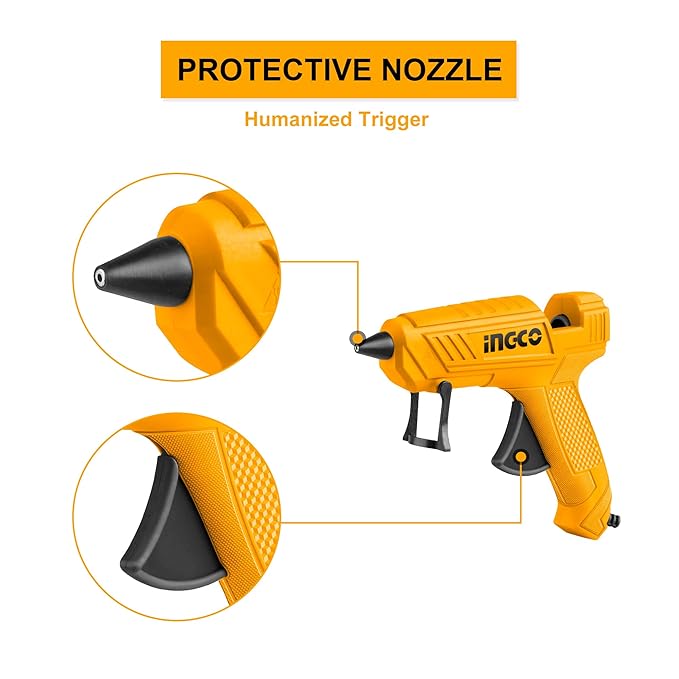 Ingco GG148 Hot Glue Gun, 20W(100W) With 2Pcs Glue Sticks - Image 4