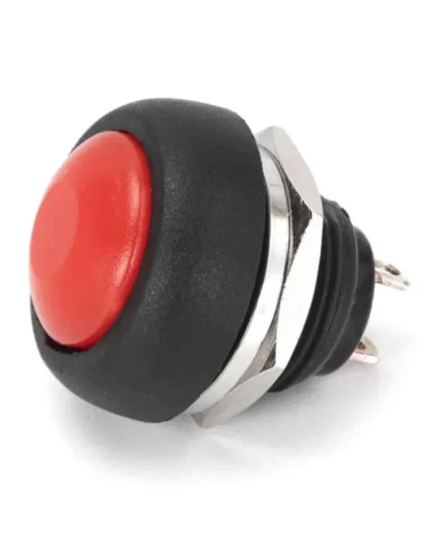 PBS- 33B Red Waterproof 12MM 2PIN Self-Reset Mini Round Push Button (Pack of 10)