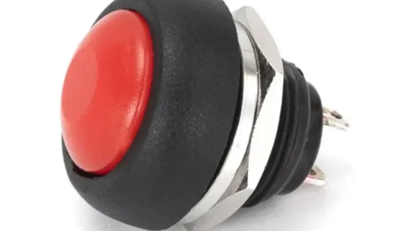 PBS- 33B Red Waterproof 12MM 2PIN Self-Reset Mini Round Push Button (Pack of 10)