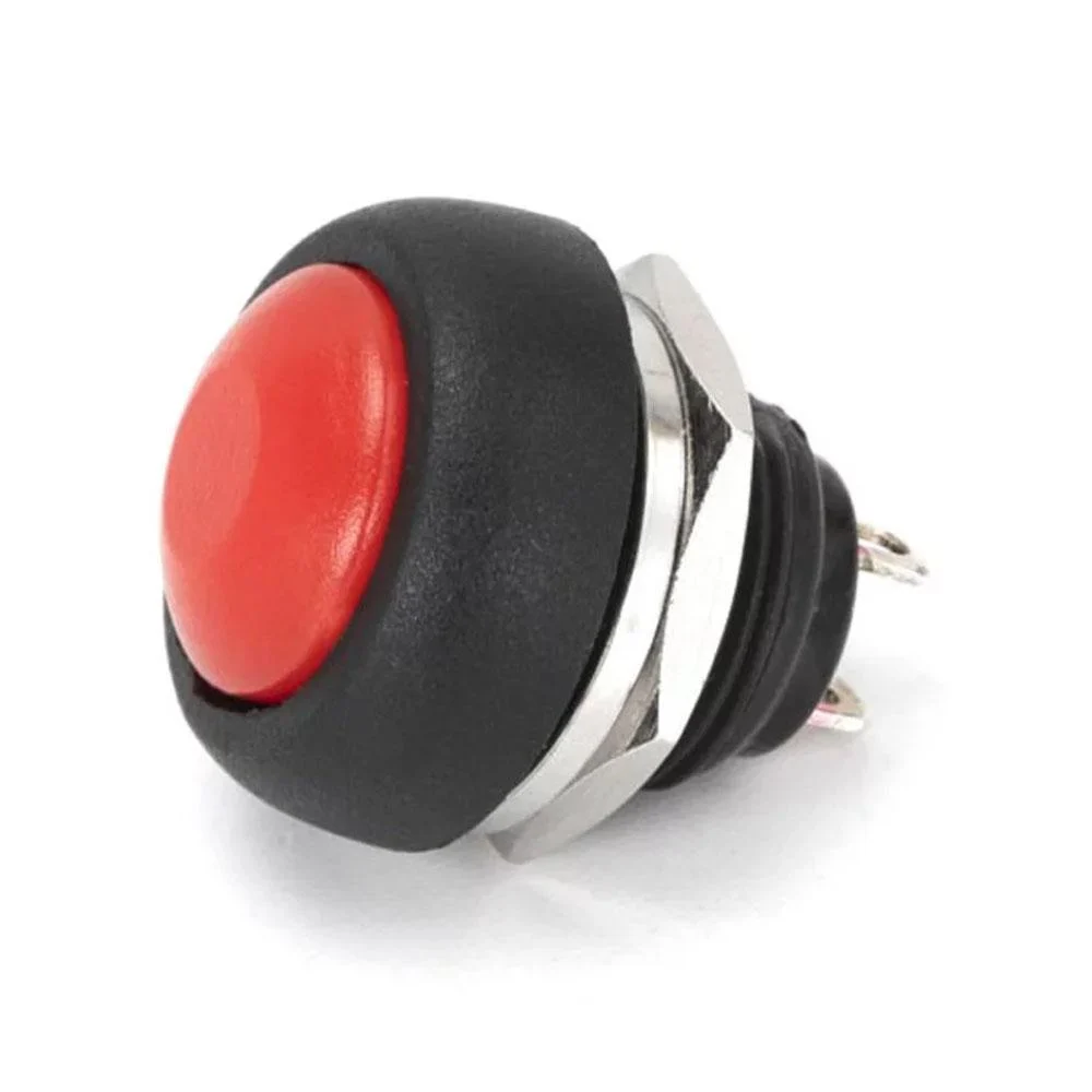 PBS- 33B Red Waterproof 12MM 2PIN Self-Reset Mini Round Push Button (Pack of 10)